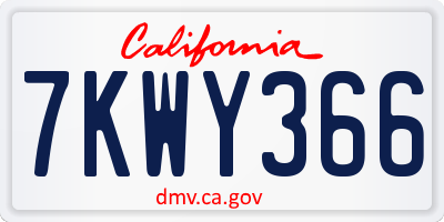 CA license plate 7KWY366
