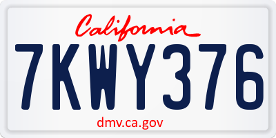 CA license plate 7KWY376
