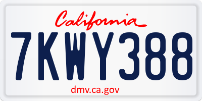 CA license plate 7KWY388