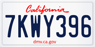 CA license plate 7KWY396