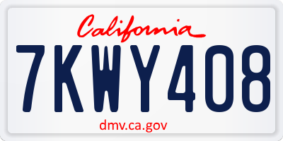 CA license plate 7KWY408