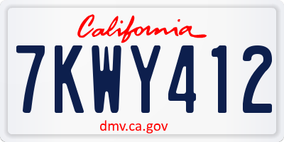 CA license plate 7KWY412