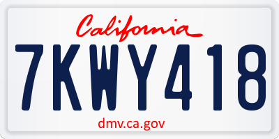 CA license plate 7KWY418