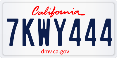 CA license plate 7KWY444