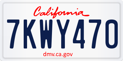 CA license plate 7KWY470