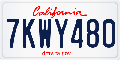 CA license plate 7KWY480