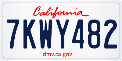 CA license plate 7KWY482