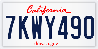 CA license plate 7KWY490