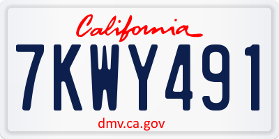 CA license plate 7KWY491