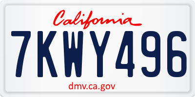 CA license plate 7KWY496