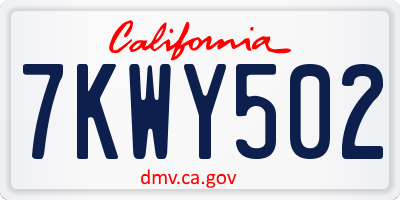 CA license plate 7KWY502