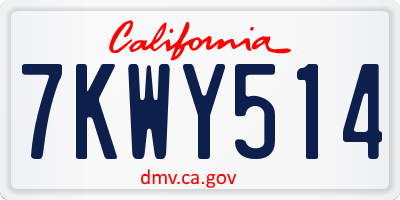 CA license plate 7KWY514
