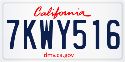 CA license plate 7KWY516