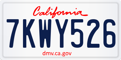 CA license plate 7KWY526