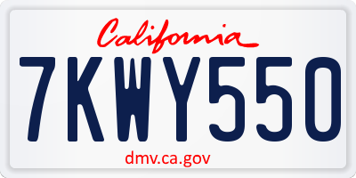 CA license plate 7KWY550