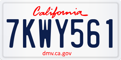 CA license plate 7KWY561