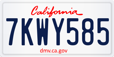 CA license plate 7KWY585