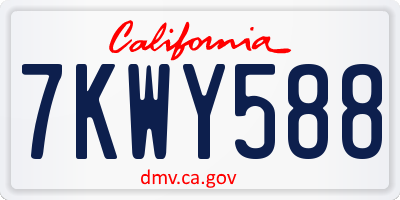 CA license plate 7KWY588