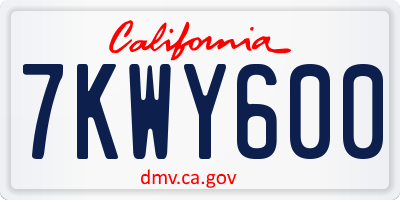 CA license plate 7KWY600