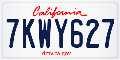 CA license plate 7KWY627