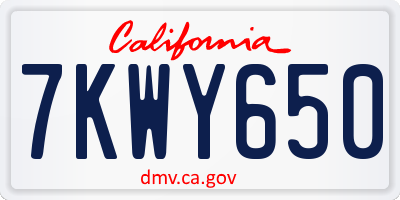 CA license plate 7KWY650