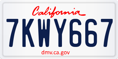 CA license plate 7KWY667