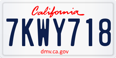 CA license plate 7KWY718