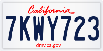 CA license plate 7KWY723