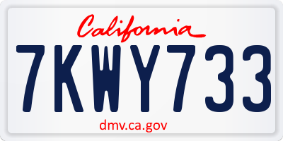 CA license plate 7KWY733