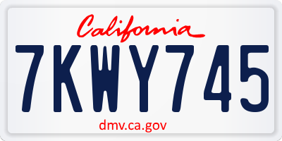 CA license plate 7KWY745