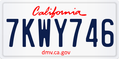 CA license plate 7KWY746