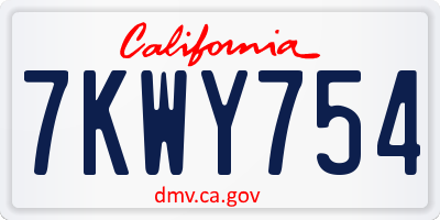 CA license plate 7KWY754