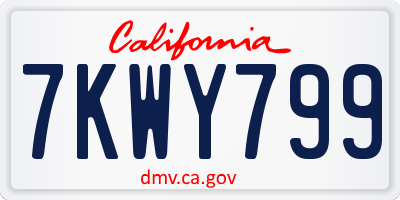 CA license plate 7KWY799