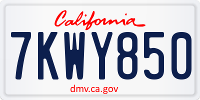 CA license plate 7KWY850