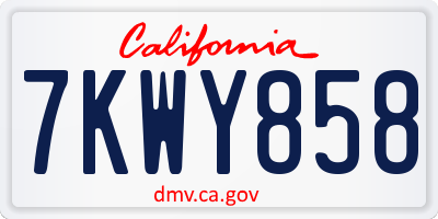 CA license plate 7KWY858