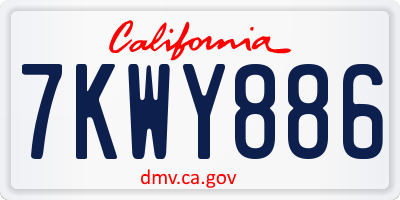 CA license plate 7KWY886