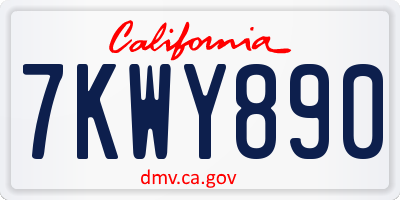 CA license plate 7KWY890