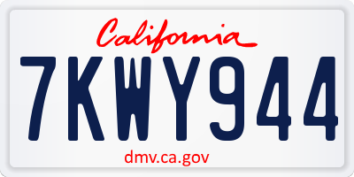 CA license plate 7KWY944