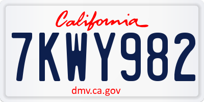 CA license plate 7KWY982