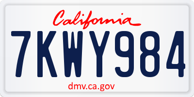 CA license plate 7KWY984