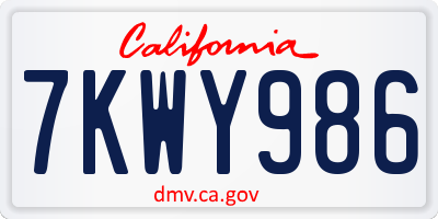 CA license plate 7KWY986