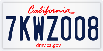 CA license plate 7KWZ008