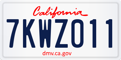 CA license plate 7KWZ011