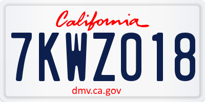 CA license plate 7KWZ018