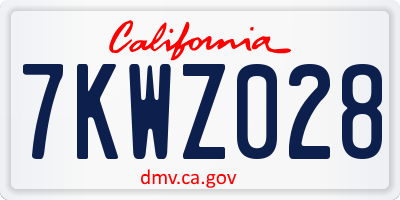 CA license plate 7KWZ028
