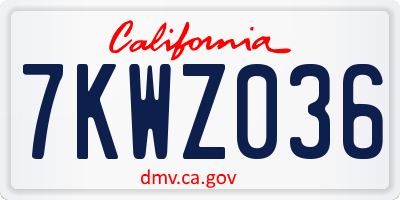 CA license plate 7KWZ036