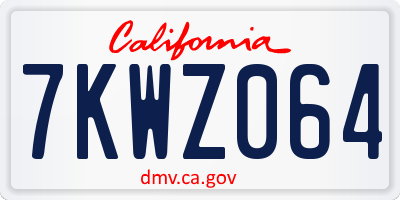 CA license plate 7KWZ064