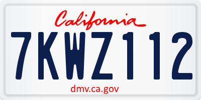 CA license plate 7KWZ112