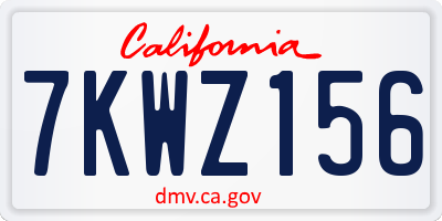 CA license plate 7KWZ156