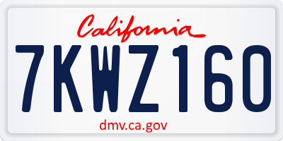 CA license plate 7KWZ160